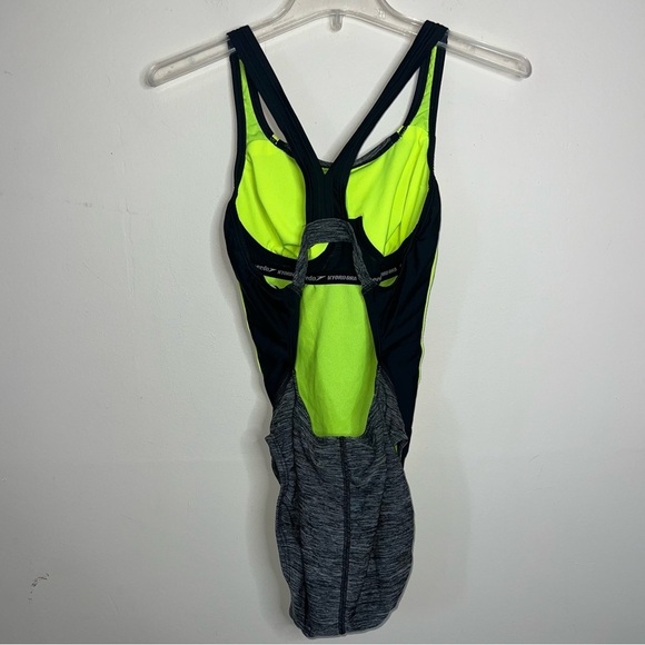 Speedo Quantum Swimsuit Gray One Piece Open Back Racerback Size 10 - Picture 6 of 12